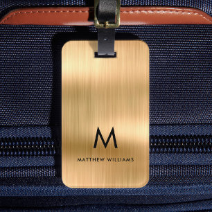 Monogramm falsches Gold Metall Stahl gestylt perso Gepäckanhänger