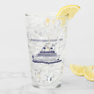 Monogramm-Familien-Kreuzschiff-Reise-Blau Glas