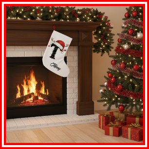 Monogramm Familien-Weihnachts-Geweih-Santa-Hut Kle Kleiner Weihnachtsstrumpf