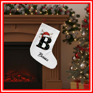 Monogramm Familien-Weihnachts-Geweih-Santa-Hut  Kleiner Weihnachtsstrumpf