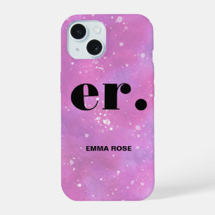 Monogramm Fantasy Wasserfarbe Stylisch Modern Mini iPhone 15 Hülle