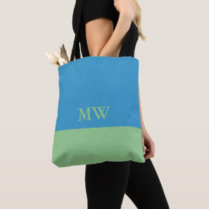 Monogramm-Farbblock-Tasche Sky Blue & Grün