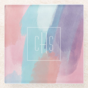 Monogramm-Farbdesign bunt Glasuntersetzer