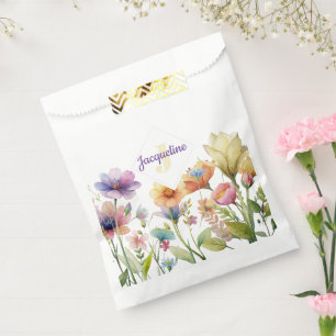 Monogramm farbenfrohe wilde Blume illustriert Geschenktütchen