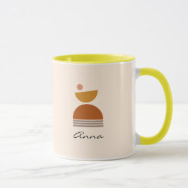 Monogramm farbig abstrakt rosa, braun, gelb tasse