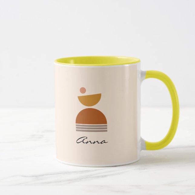 Monogramm farbig abstrakt rosa, braun, gelb tasse (Rechts)