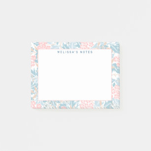 Monogramm Farbige Blumen Modern Vintage Blau Rosa Post-it Klebezettel