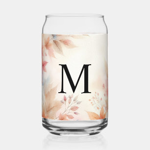 Monogramm Farbige Herbstblätter Wasserfarbe Pastel Dosenglas