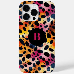 Monogramm Farbige moderne Leopardenprint Case-Mate iPhone 14 Pro Max Hülle
