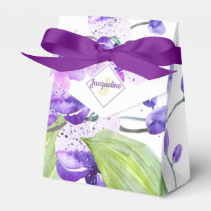 Monogramm Farbige Wasserfarben-Orchideen-Design Geschenkschachtel
