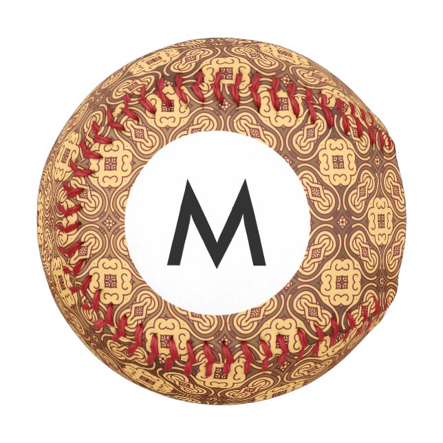 Monogramm farbiger Retromuster-Hintergrund Baseball (Vorderseite Links)