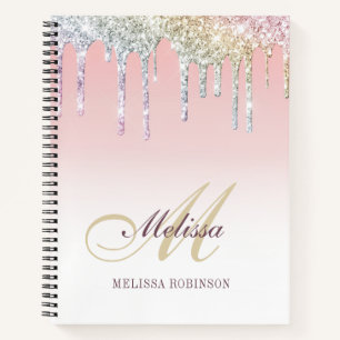 monogramm farbiges Glitzer-Mauspad Notizbuch