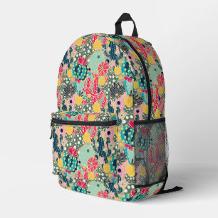 Monogramm Farbiges Polka Dot Cactus Pattern Bedruckter Rucksack