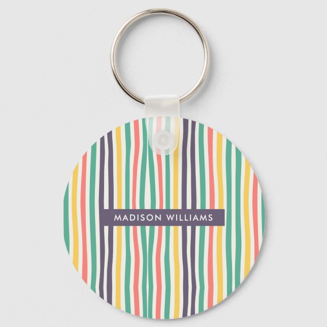 Monogramm Farblinien Moderner Minimalistischer Sch Schlüsselanhänger (Vorderseite)