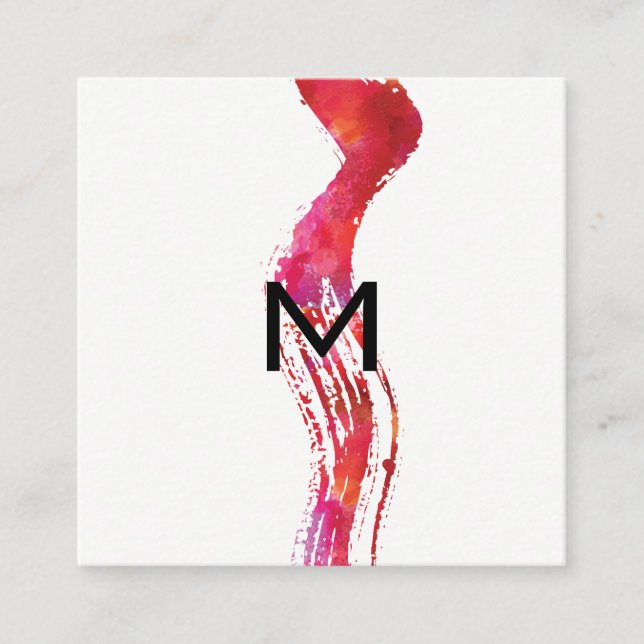 Monogramm-Farbpinsel Quadratische Visitenkarte (Vorderseite)