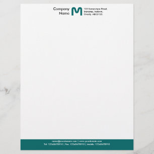 Monogramm-Farbseitenende - aquamarin Briefkopf