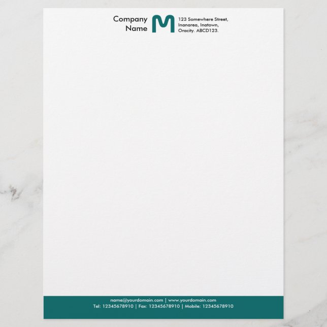 Monogramm-Farbseitenende - aquamarin Briefkopf (Vorderseite)