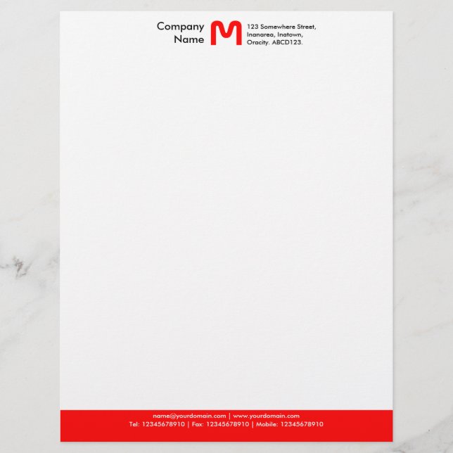 Monogramm-FarbSeitenende - Rot Briefkopf (Vorderseite)