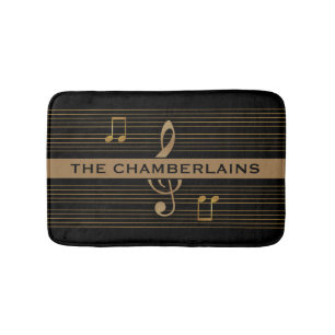 Monogramm Faux-Gold Violinschlüssel und Noten auf Badematte
