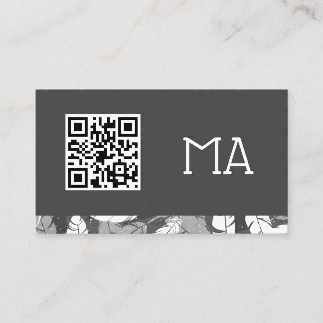 Monogramm | Feathers | QR-Code Visitenkarte (Vorderseite)