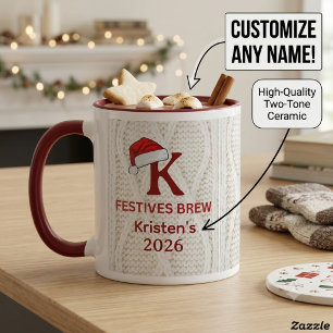Monogramm-Feststrickpullover Weihnachten Tasse
