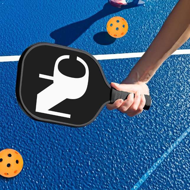 Monogramm Fett Überlappende Initialen Schwarz und  Pickleball Schläger (Pickleball Bat with Modern Monogram of Linked Double Initials)