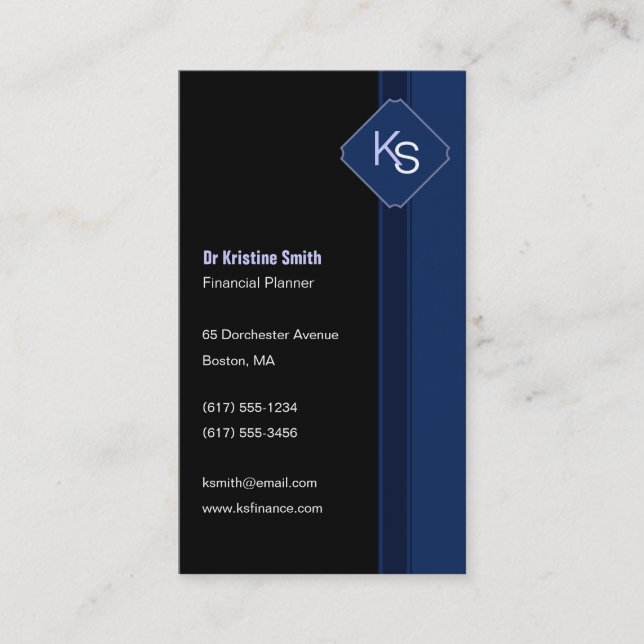 Monogramm-Finanzplaner - Visitenkarte (Vorderseite)