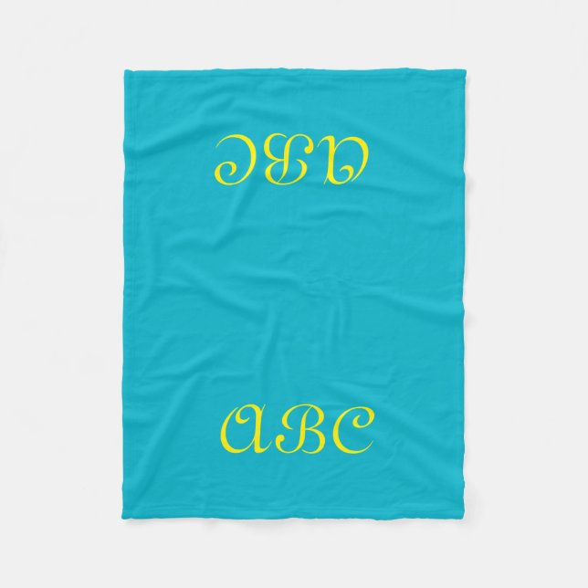 Monogramm-Flanelldecke Blau mit Gold Fleecedecke (Vorderseite)