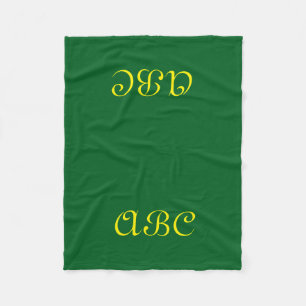 Monogramm-Flanelldecke Dunkelgrün mit Gold Fleecedecke