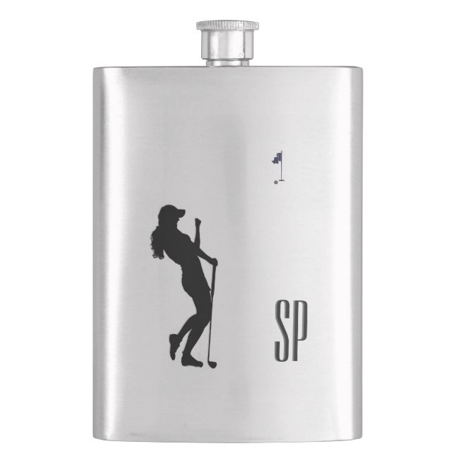 Monogramm-Flasche für das Golfdesign Flachmann (Vorderseite)