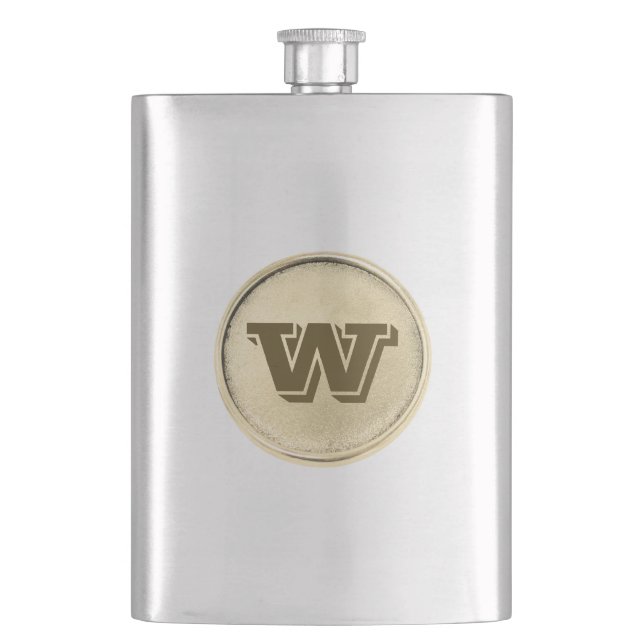 Monogramm-Flasche für den Gold Round-Western Flachmann (Vorderseite)
