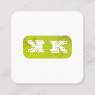 Monogramm Flip (grün rustikal) Quadratische Visitenkarte