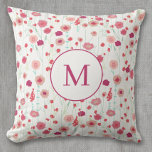 Monogramm Floral Botanisches Muster Rosa Kissen<br><div class="desc">Modernes Bohemisches botanisches Blumenmuster. Hübsches bohoboles lockes rosa Blumengemälde auf weißem Hintergrund. Originelle Kunst von Nic Squirrell. Ändern Sie das Monogramm zuerst,  um es zu personalisieren.</div>
