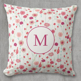 Monogramm Floral Botanisches Muster Rosa Kissen