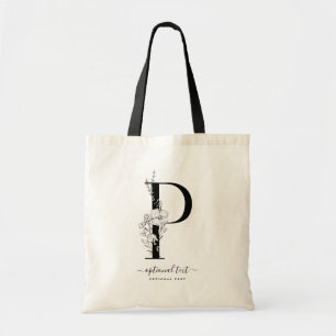 Monogramm Floral Custom Totbeutel - Single Letter Tragetasche
