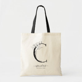 Monogramm Floral Custom Totbeutel - Single Letter  Tragetasche