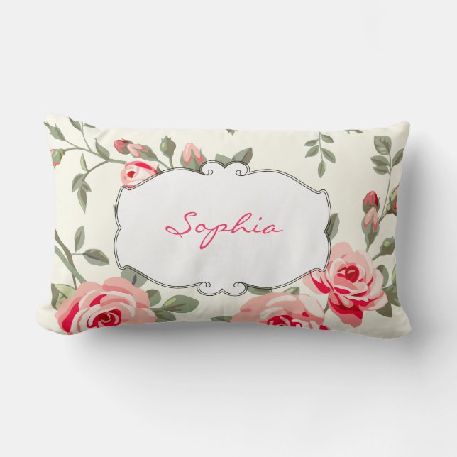Monogramm Floral Damast Lendenkissen (Vorderseite)