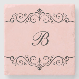 Monogramm Floral Geblüht Konsumenten Steinuntersetzer