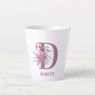 Monogramm Floral Initial Lilac und Lavendel Blume Milchtasse