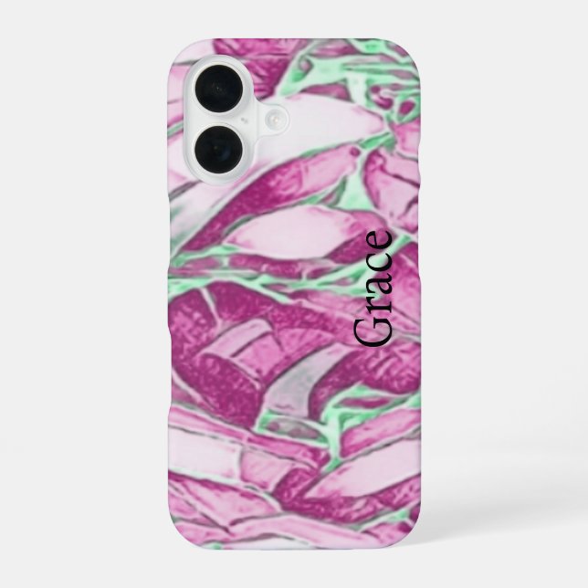 Monogramm Floral iPhone 16 Hülle (Rückseite)