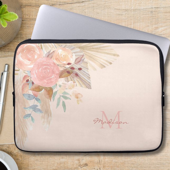 Monogramm Floral Laptopschutzhülle (Von Creator hochgeladen)