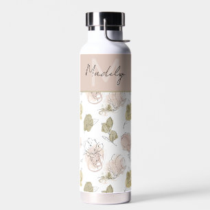 Monogramm Floral mit Personalisiertem Namen Trinkflasche