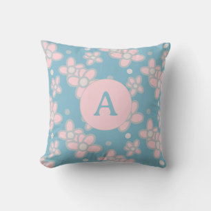 Monogramm Floral Pastell Retro Kissen