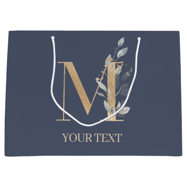 Monogramm Floral Personalisiert Große Geschenktüte (Vorderseite)