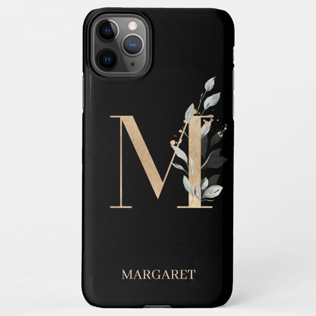 Monogramm Floral Personalisiert iPhone Hülle (Rückseite)