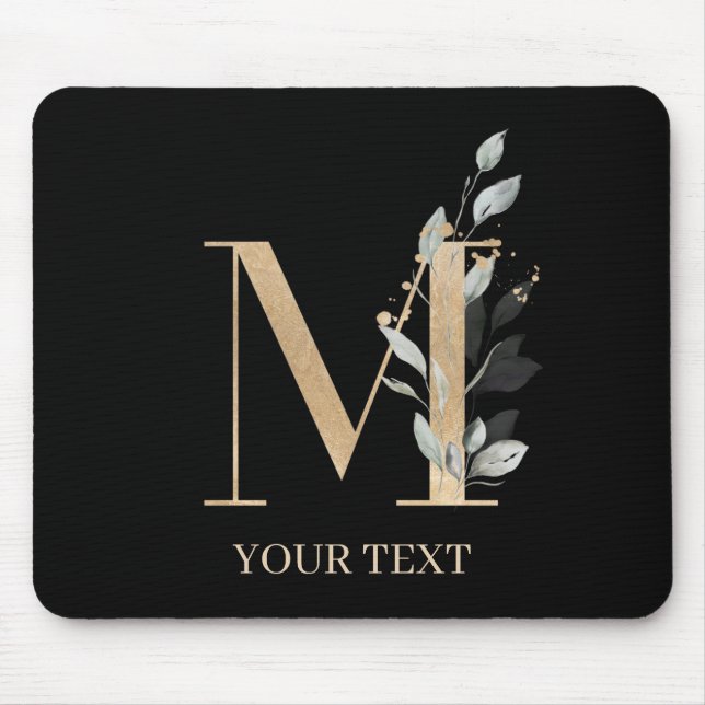 Monogramm Floral Personalisiert Mousepad (Vorne)