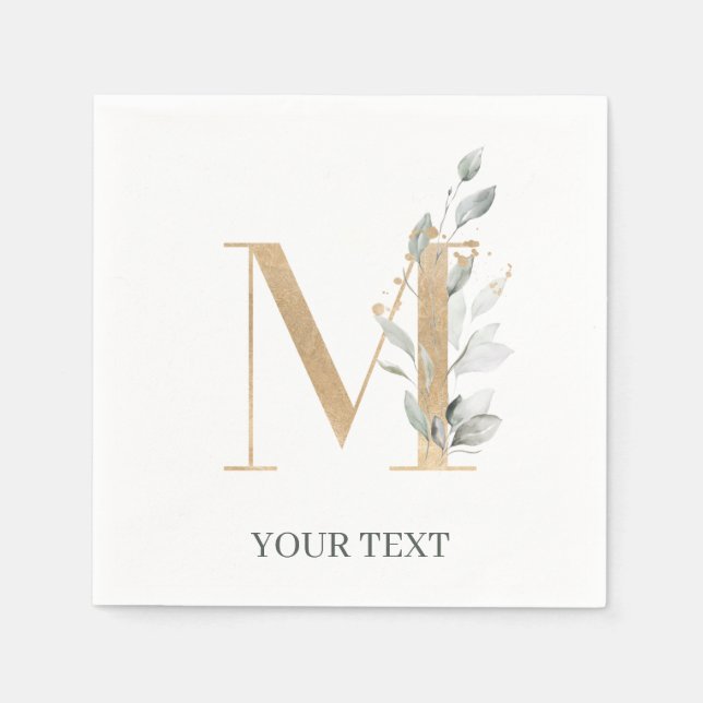Monogramm Floral Personalisiert Serviette (Vorderseite)