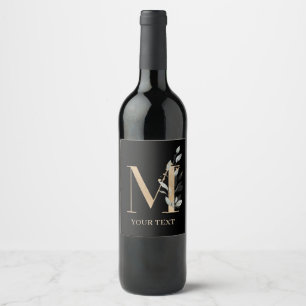 Monogramm Floral Personalisiert Weinetikett