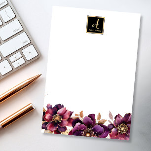 Monogramm Floral Post-it Klebezettel
