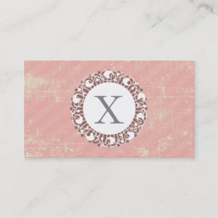 Monogramm Floral/Radial   Grunge Pink Visitenkarte